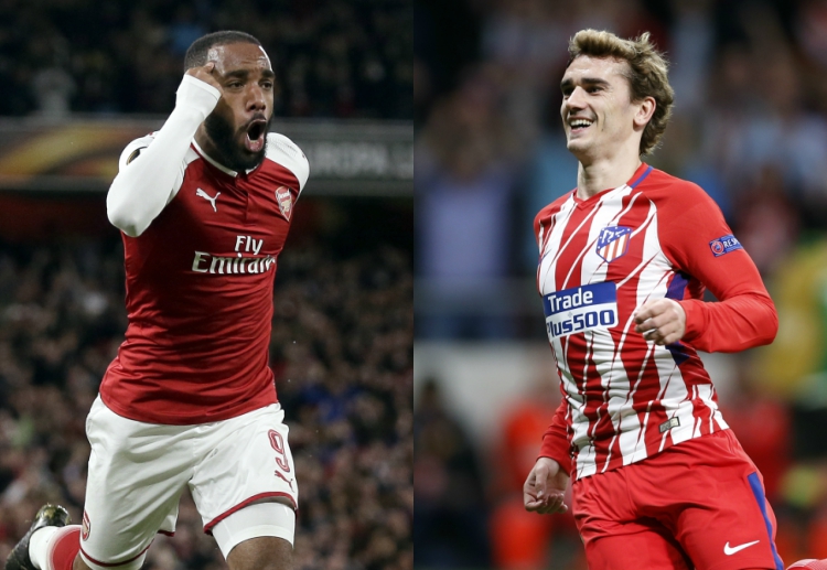 Antoine Griezmann score a huge away goal for 10-man Atleti to cancel out Alexandre Lacazette's header