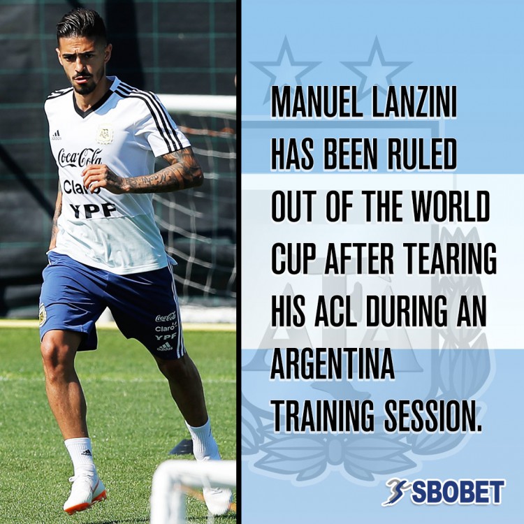 Manuel Lanzini has ruptured his ACL and has been ruled out of the World Cup 2018