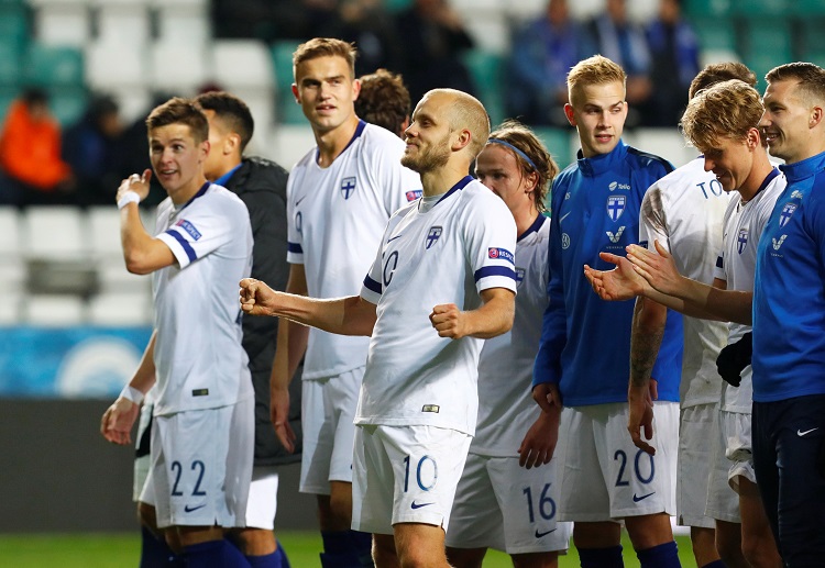 Teemu Pukki hits a stoppage time goal for Finland in their UEFA Nations League match against Estonia