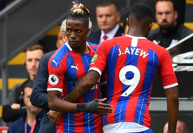 Wilfried Zaha comes off the bench during Crystal Palace's Premier League match against Everton