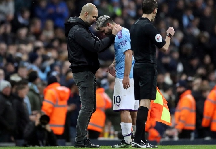 Sergio Aguero looks disappointed leaving the pitch during Man City's Premier League battle with Chelsea