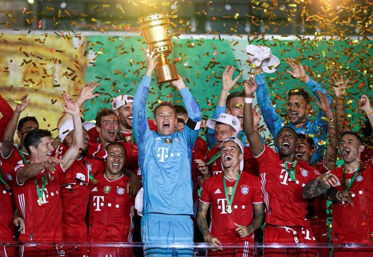 Bayern Munich players are ecstatic after winning the DFB-Pokal title for the 20th time