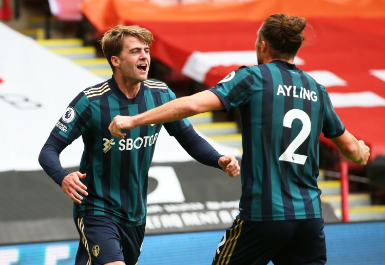 Patrick Bamford scores during the 88th minute of Leeds United's Premier League match against Sheffield United