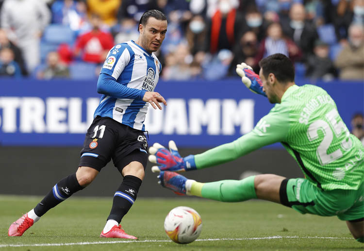 Can Raul de Tomas score a goal for Espanyol in their upcoming La Liga match against Atletico Madrid?