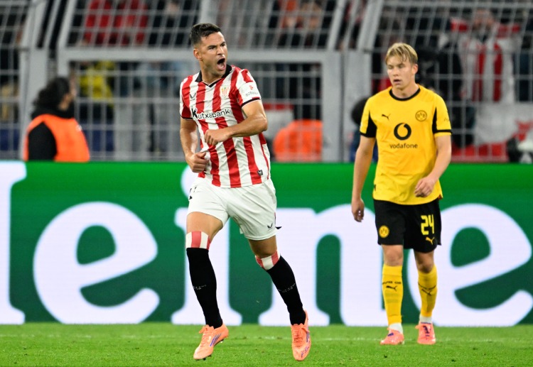 欧冠联赛 古鲁泽塔在下半场为毕尔巴鄂打入一球,扳回一城。