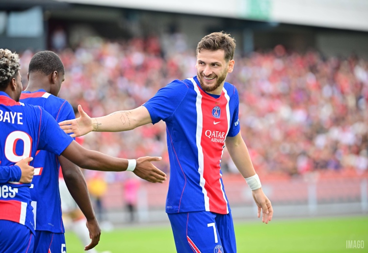 Khvicha Kvaratskhelia prepares to help PSG defend their UEFA Super Cup crown